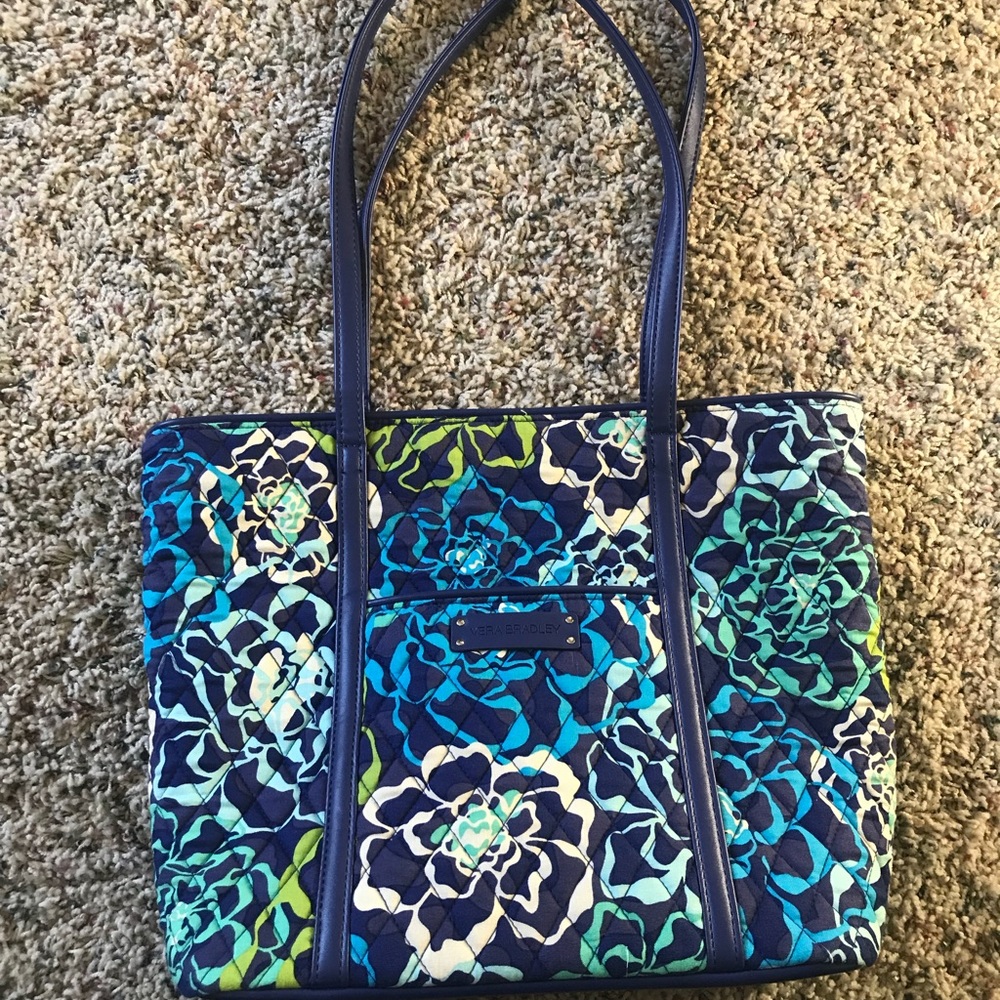Vera Bradley Blue and Green Tote Bag Like New